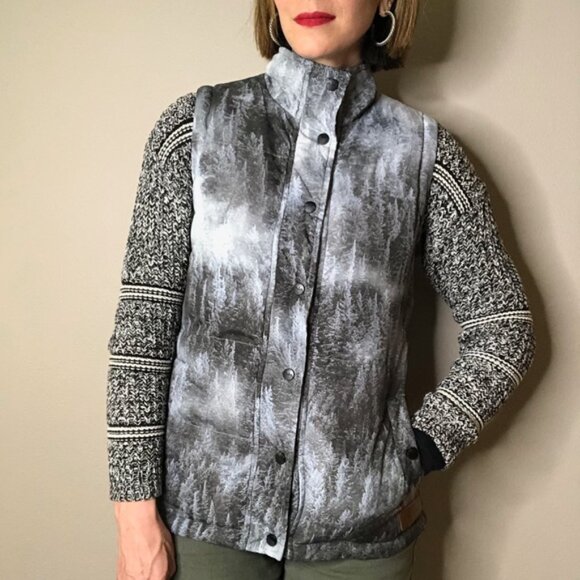 KAVU Briar Tree Forest Puffer Vest Grey Large - Picture 2 of 10